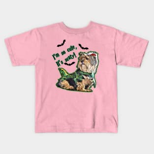 I'm so cute, it's scary cute Yorkshire terrier Yorkie Halloween Design Kids T-Shirt